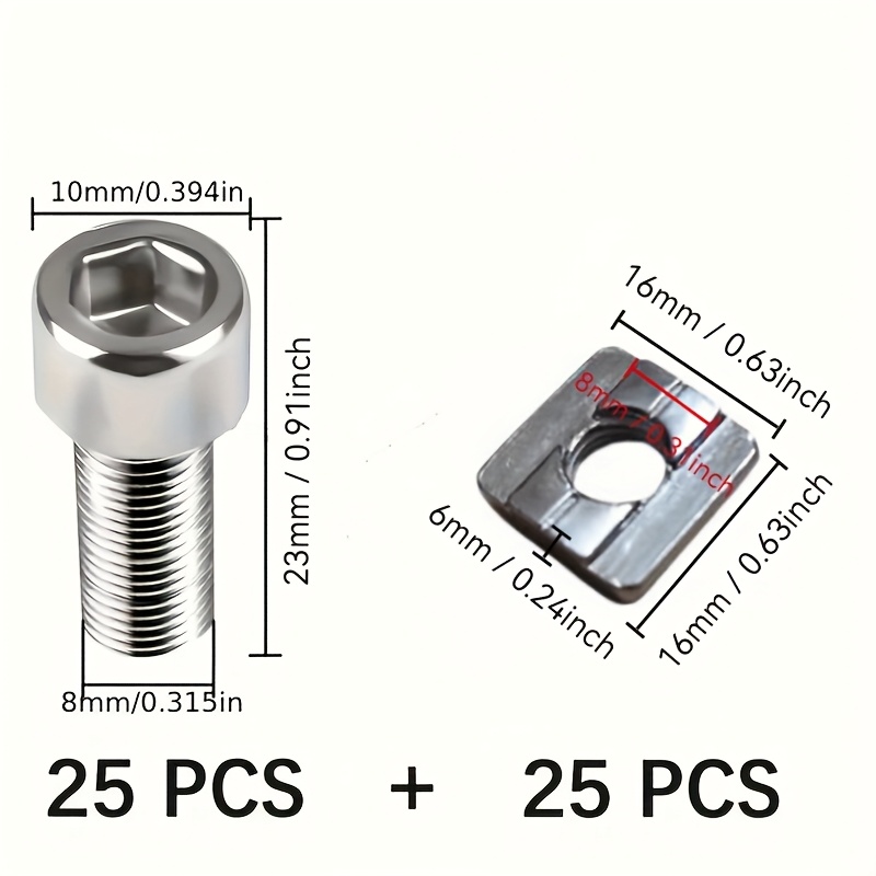 25 setsSteel steel set M8 T-Sl - Aluminum T-Slot Profile avis et prix