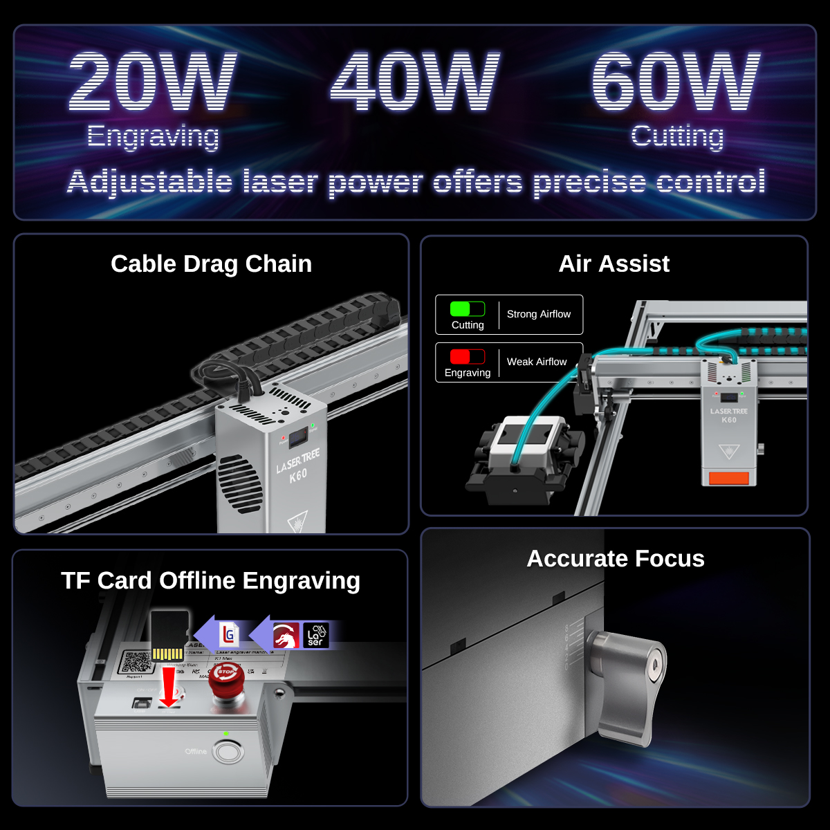 LASER TREE Laser Engraver with - Laser Power Supply 60W avis et prix